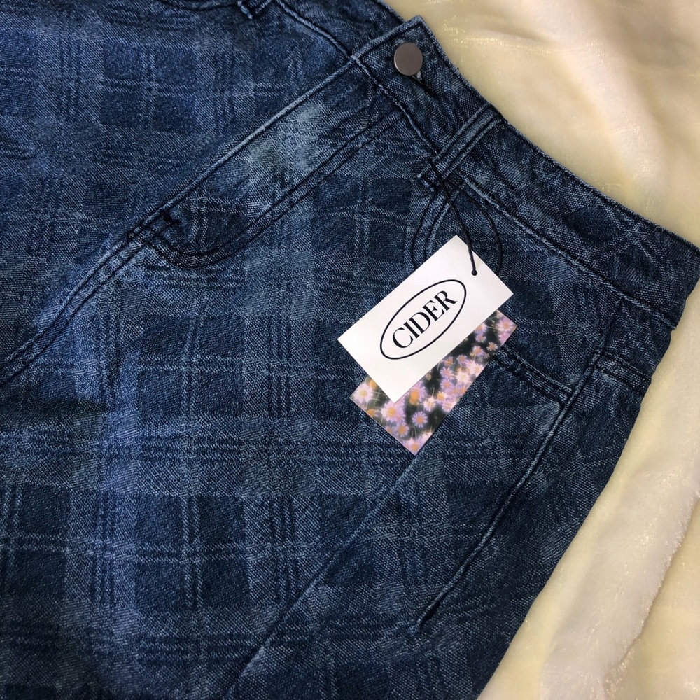Check Denim Skirt NWT